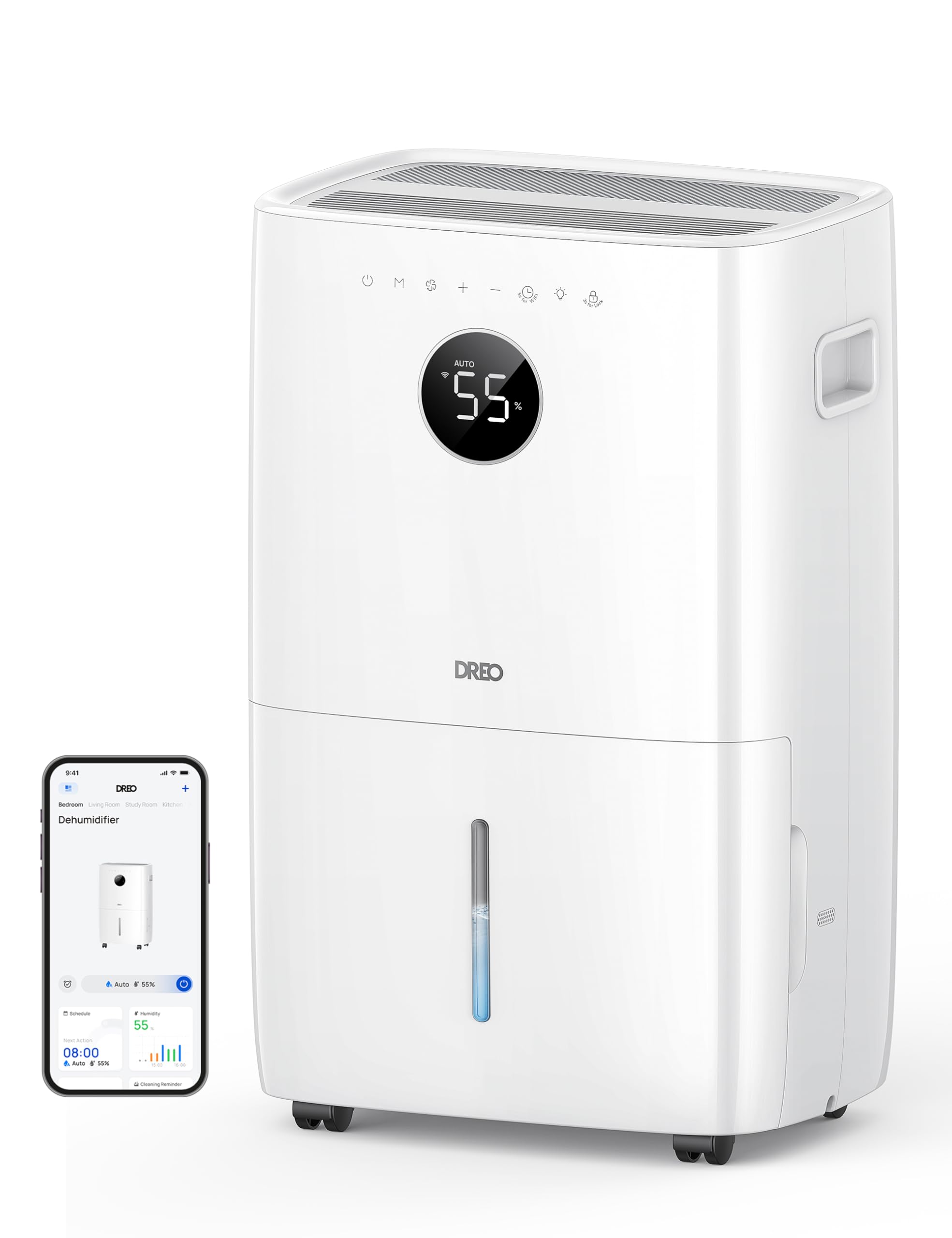Version 1.0.0 Deshumidificador Dreo DR-HDH001S 110 Pintas 3 Modos 418 m² Tanque 7.6 L