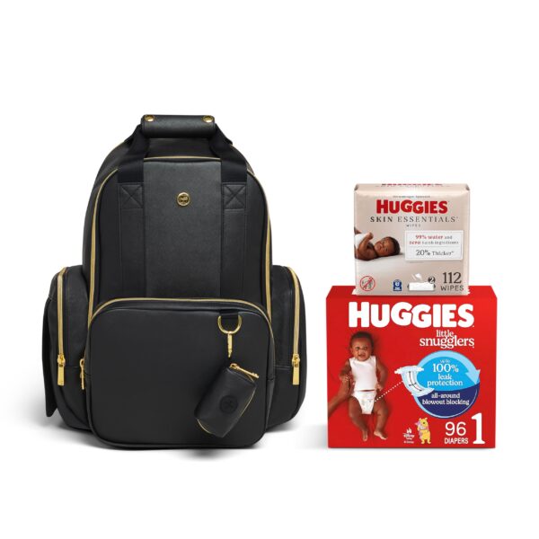 Paquete de bolsa de pañales Huggies + pañales para bebé Little Snugglers + toallitas para bebé Skin Essentials