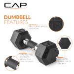 CAP Barbell Juego de mancuernas hexagonales recubiertas de 150 libras con estante vertical | Múltiples opciones