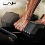 CAP Barbell Juego de mancuernas hexagonales recubiertas de 150 libras con estante vertical | Múltiples opciones
