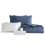 Calvin Klein Revman International A0003433 juego de edredón Queen reversible algodón certificado Oeko-Tex azul con sában