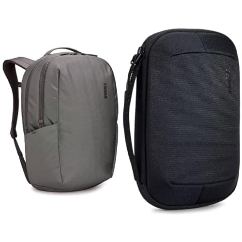 Mochila para laptop Thule Subterra 27L con organizador electrónico Powershuttle mediano gris vetiver y negro