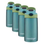 Botella de agua para niños Contigo 2132330 termo de acero inoxidable con popote Autospout 13 onzas verde y azul paquete