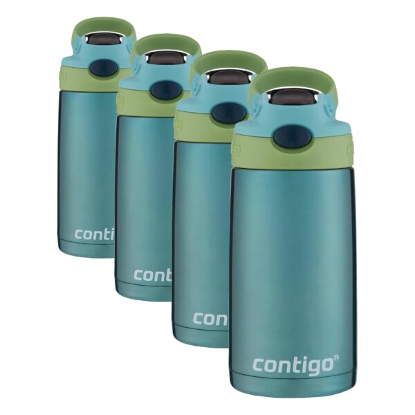 Botella de agua para niños Contigo 2132330 termo de acero inoxidable con popote Autospout 13 onzas verde y azul paquete