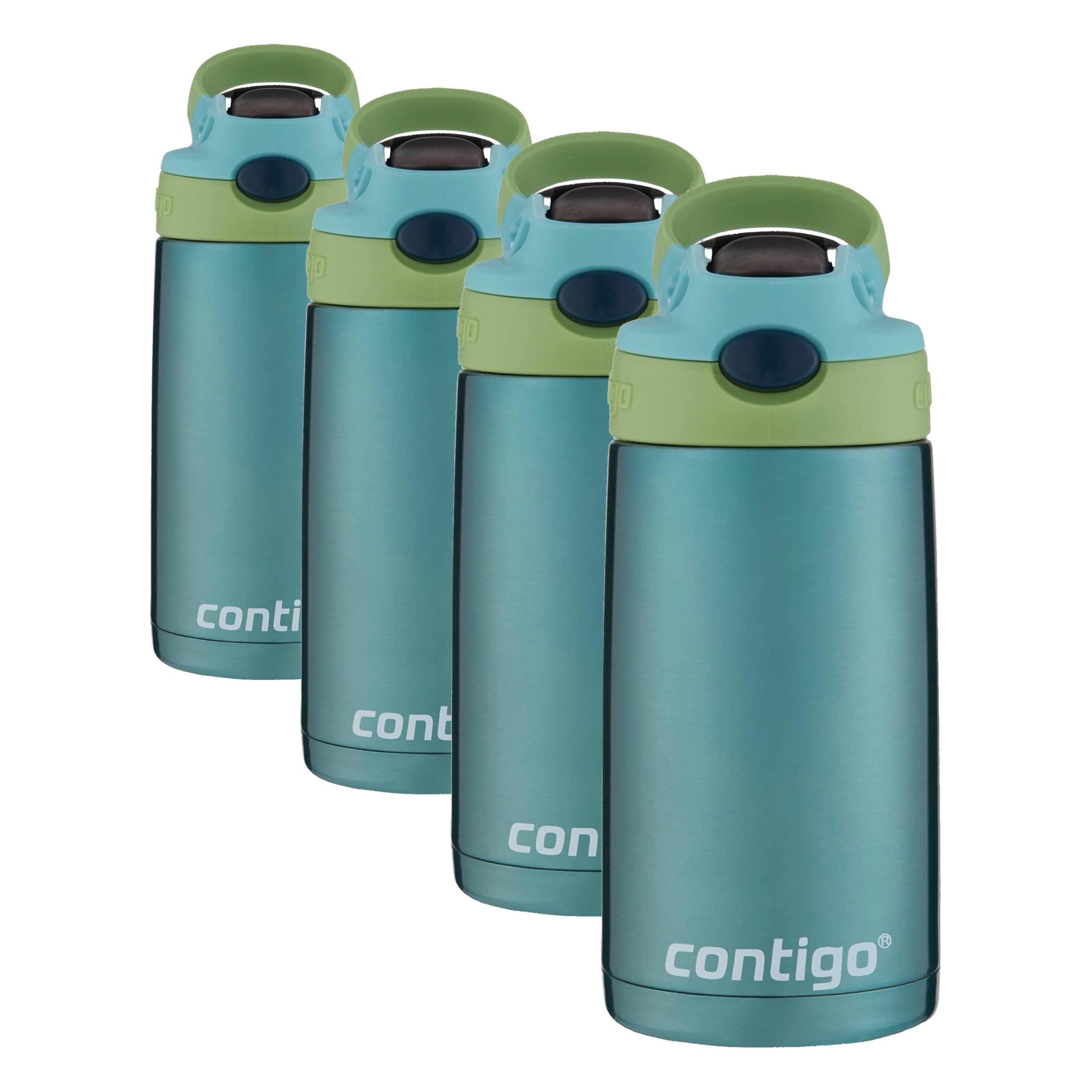 Version 1.0.0 Botella de agua para niños Contigo 2132330 termo de acero inoxidable con popote Autospout 13 onzas verde y azul paquete