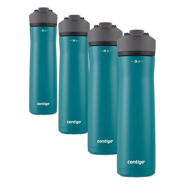 Contigo Cortland Chill 2.0 - Botella de agua de acero inoxidable con tapa de sellado automático (paquete de 4)