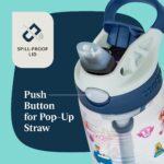 Paquete de 4 botellas de agua para niños Contigo Aubrey 2191268 antiderrames con popote de silicón 14 oz diseño dinosaur