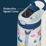 Paquete de 4 botellas de agua para niños Contigo Aubrey 2191268 antiderrames con popote de silicón 14 oz diseño dinosaur