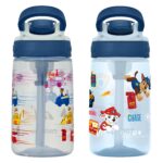 Paquete de 4 botellas de agua para niños Contigo Aubrey 2191268 antiderrames con popote de silicón 14 oz diseño dinosaur