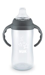 NUK - Vaso de aprendizaje de tritan con estrellas color gris de 10 onzas, para 12 meses en adelante, sin bisfenol A, a p