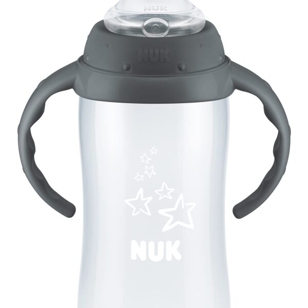 NUK - Vaso de aprendizaje de tritan con estrellas color gris de 10 onzas, para 12 meses en adelante, sin bisfenol A, a p