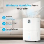 Deshumidificador Candy CAS-CF40W-US 100 Pintas por día para hasta 5500 pies cuadrados WiFi control Alexa manguera de dre