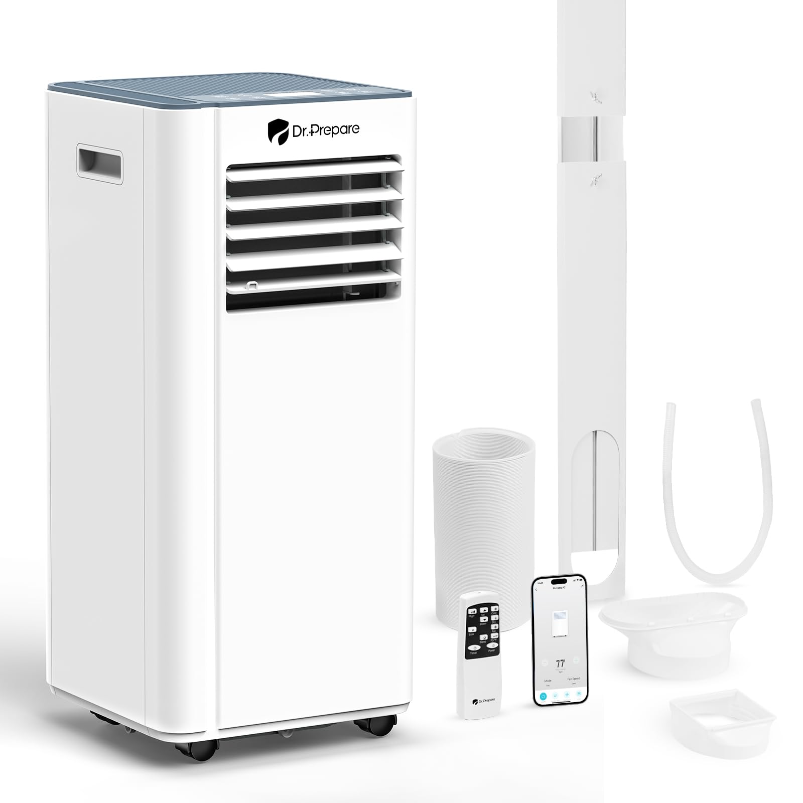 Version 1.0.0 Aire acondicionado portátil DR.PREPARE DCAC10 10000 BTU WiFi 4 en 1 ventilador deshumidificador enfriamiento rápido cont