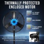 Ventilador de Pedestal Oscilante Tornado HI-FAN-24POF-WR 24" 7600 CFM 1/4 HP IPX4 2 Velocidades Exterior