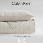 Juego de Edredón Queen Calvin Klein Revman International A0001689 gasa de algodón 3 piezas diseño puntada de caja ligero