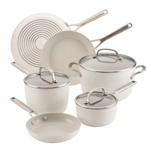 Batería de cocina ollas y sartenes KitchenAid 84789 antiadherente de cerámica anodizado duro inducción 9 piezas