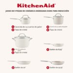 Batería de cocina ollas y sartenes KitchenAid 84789 antiadherente de cerámica anodizado duro inducción 9 piezas