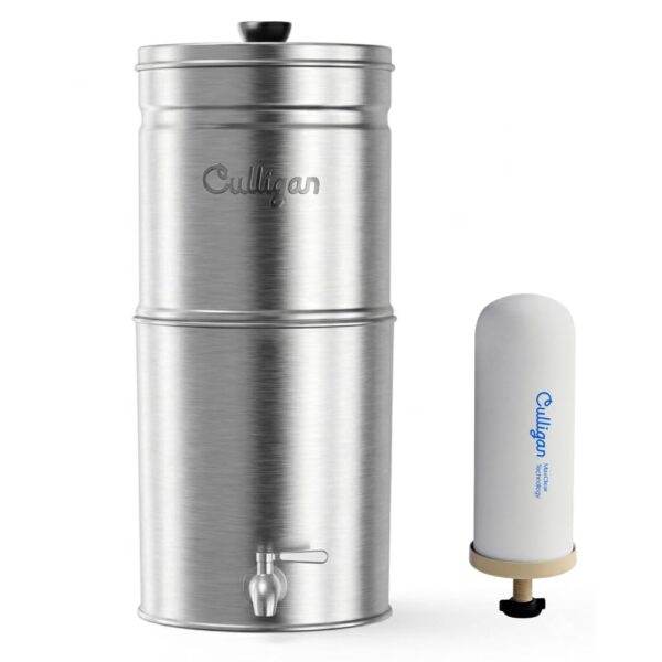 Filtro de agua por gravedad Culligan MaxClear MCS701B 2.25 galones acero inoxidable cepillado para encimera con filtro d