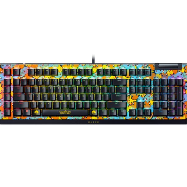Teclado Mecánico Gaming Razer BlackWidow V4 X RZ03-04704200-R3M1 Interruptores Verdes 6 Macros RGB Chroma Edición Pokémo