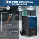 Deshumidificador comercial GarveeTech AtTES0du00otwHMixvSMmg06g 105 pintas día manguera drenaje 4 ruedas temporizador só