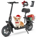 Gyroor Patinete eléctrico para adultos y adolescentes con asiento, motor de 450W, batería estable mejorada, rango de 20