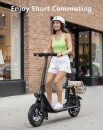 Gyroor Patinete eléctrico para adultos y adolescentes con asiento, motor de 450W, batería estable mejorada, rango de 20