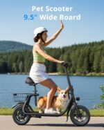 Gyroor Patinete eléctrico para adultos y adolescentes con asiento, motor de 450W, batería estable mejorada, rango de 20