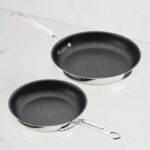 Juego de sartenes antiadherentes Hestan Culinary 31784 ProBond Luxe TITUM acero inoxidable triple capa 8.5 y 11 pulgadas