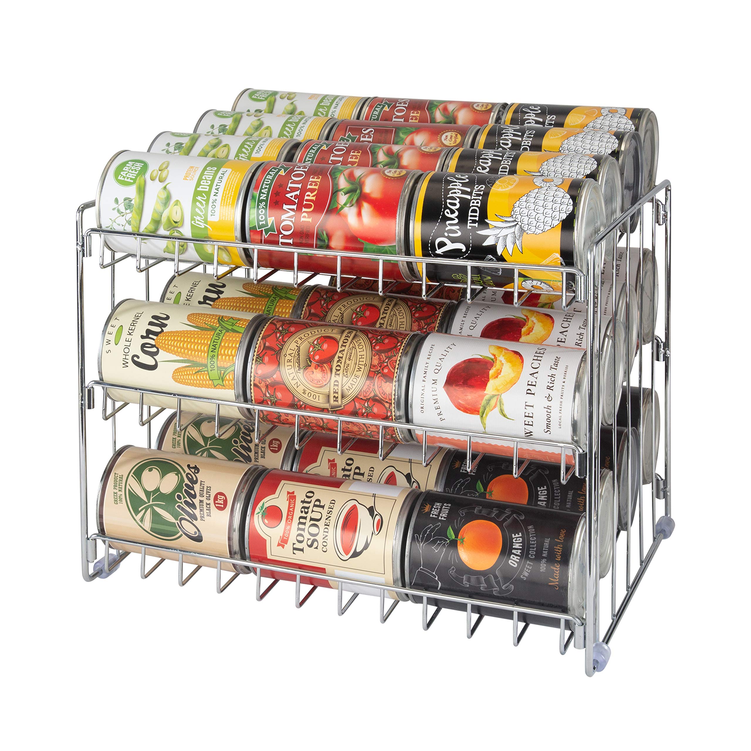 Version 1.0.0 Organizador de latas 3 niveles Kitchen Details 24199-CHR acero cromado capacidad 36 latas para despensa y gabinete de co