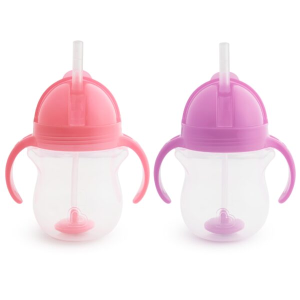 Munchkin Any Angle - Tazas para beber para niños pequeños, a prueba de derrames, con popote con peso con asas de transic