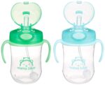 Marca Amazon – Mama Bear - Vaso sorbo de silicona con peso, 9 onzas, azul/verde (paquete de 24)