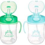 Marca Amazon – Mama Bear - Vaso sorbo de silicona con peso, 9 onzas, azul/verde (paquete de 24)