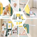 Juego de toboganes 8 en 1 para niños pequeños, tobogán para niños pequeños, juego de tobogán escalador con aro de balonc
