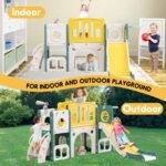 Juego de toboganes 8 en 1 para niños pequeños, tobogán para niños pequeños, juego de tobogán escalador con aro de balonc