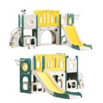 Juego de toboganes 8 en 1 para niños pequeños, tobogán para niños pequeños, juego de tobogán escalador con aro de balonc
