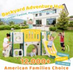 Juego de toboganes 8 en 1 para niños pequeños, tobogán para niños pequeños, juego de tobogán escalador con aro de balonc