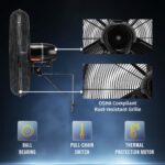 Ventilador de Pared para Exterior Tornado HI-FAN-24MOWF-WR-1P-HEX2 – 24 pulgadas, IPX4, 7350 CFM, 2 velocidades, motor T