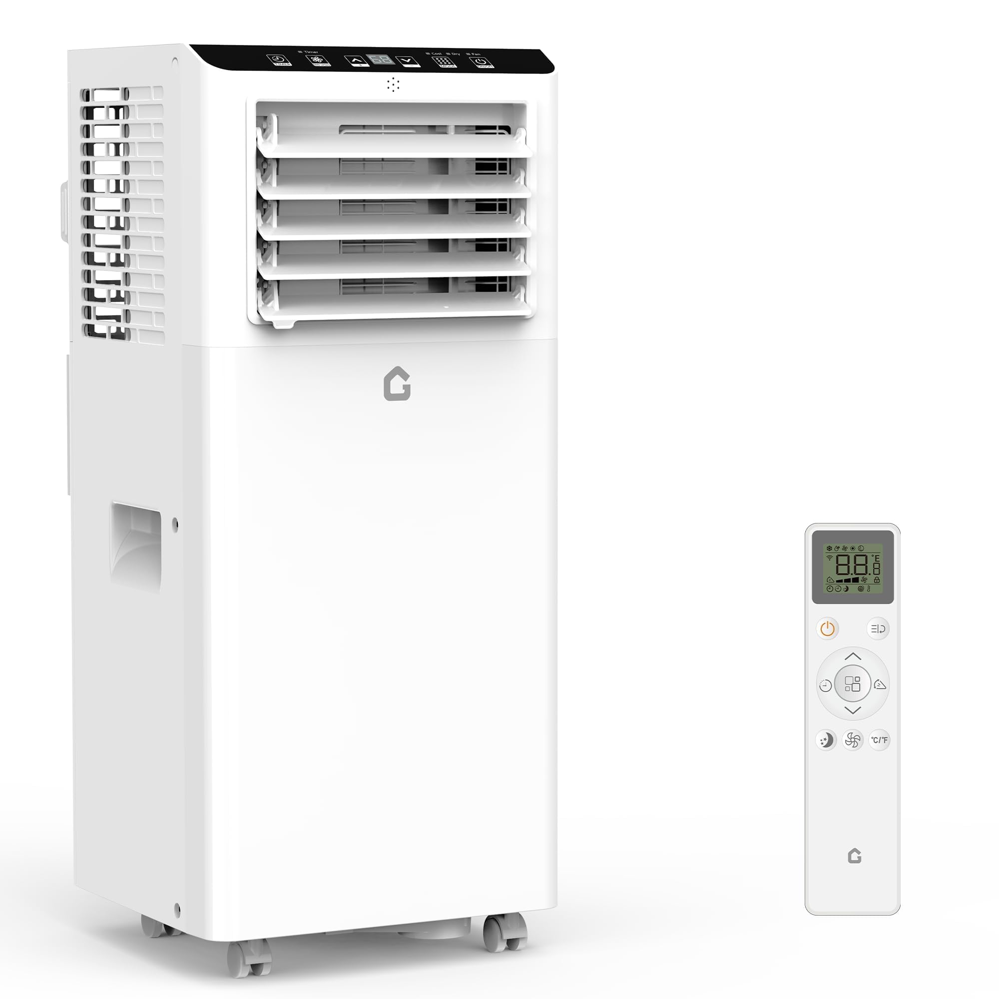 Version 1.0.0 Aire acondicionado portatil GarveeHome 8000 BTU hasta 33 metros cuadrados velocidades ajustables control remoto luces LE