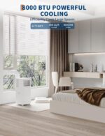 Aire acondicionado portatil GarveeHome 8000 BTU hasta 33 metros cuadrados velocidades ajustables control remoto luces LE
