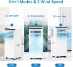Aire acondicionado portatil GarveeHome 8000 BTU hasta 33 metros cuadrados velocidades ajustables control remoto luces LE