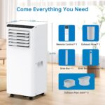 Aire acondicionado portatil GarveeHome 8000 BTU hasta 33 metros cuadrados velocidades ajustables control remoto luces LE
