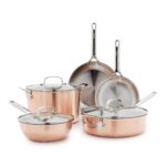Batería de cocina GreenPan Bobby Flay CC010539-001 juego de ollas y sartenes de 8 piezas acero inoxidable con cobre apto