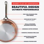 Batería de cocina GreenPan Bobby Flay CC010539-001 juego de ollas y sartenes de 8 piezas acero inoxidable con cobre apto