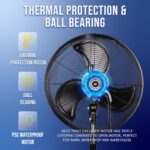 Ventilador de Pedestal Oscilante Tornado HI-FAN-20POF-WR-1P-HEX 20 Pulgadas 5250 CFM Uso Industrial