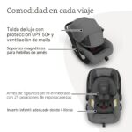 Asiento de coche infantil UPPAbaby Mesa V3 instalación SmartSecure convertible con base e inserto para bebé color gris G