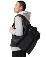 AllSaints Kei - Mochila de piel negra M116XD (talla única)