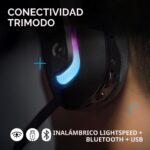 Auriculares inalámbricos gamer Logitech G522 981-001491 Lightspeed LIGHTSYNC RGB micrófono banda ancha triple conectivid