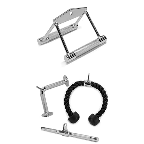 Yes4All Cable Machine Attachment, Double D Handle & Tricep Rope Cable Attachment, Weight Machine Accessories Load 880 LB