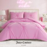 Juego edredón Juicy Couture JYZ032890 corazón fruncido lila sachet tamaño King 3 piezas ropa de cama