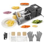 VEVOR Cortador comercial de papas fritas, picador de verduras y frutas de acero inoxidable con 3 cuchillas de repuesto d